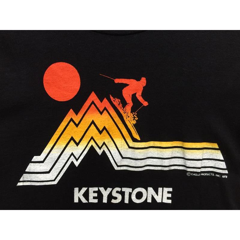 [Men's S Black] Colorado Keystone 70S Hanes T-shirt, discontinued model, vintage, men's synthetic short sleeve T-shirt, crew neck, inner shirt, top, clothing