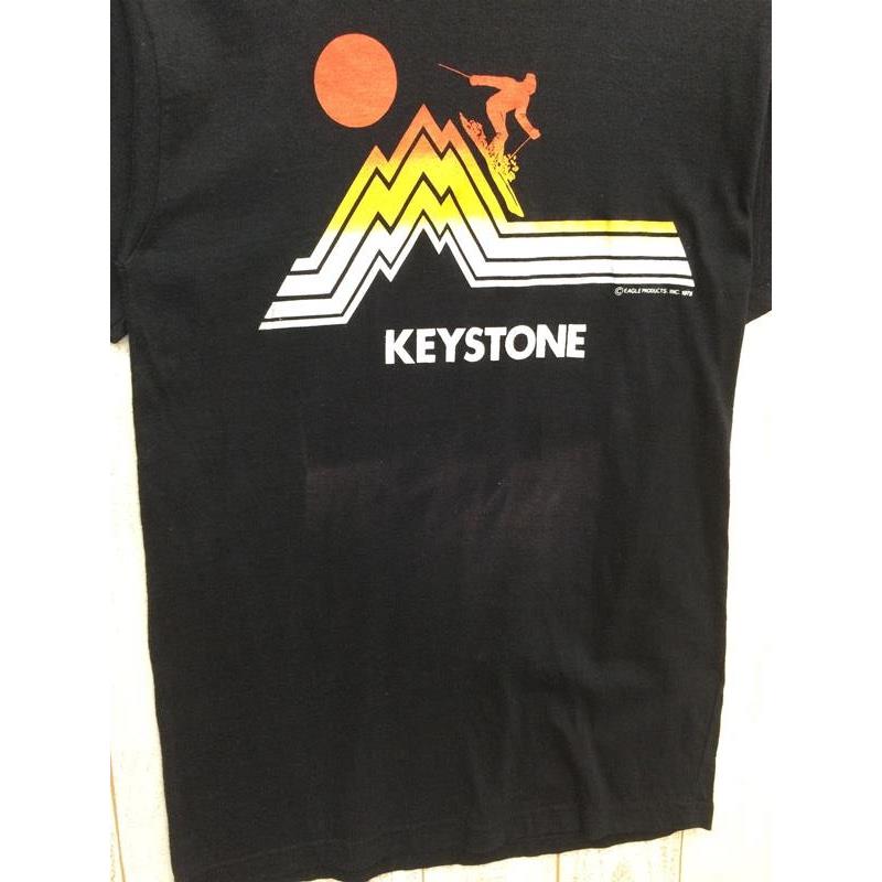 [Men's S Black] Colorado Keystone 70S Hanes T-shirt, discontinued model, vintage, men's synthetic short sleeve T-shirt, crew neck, inner shirt, top, clothing