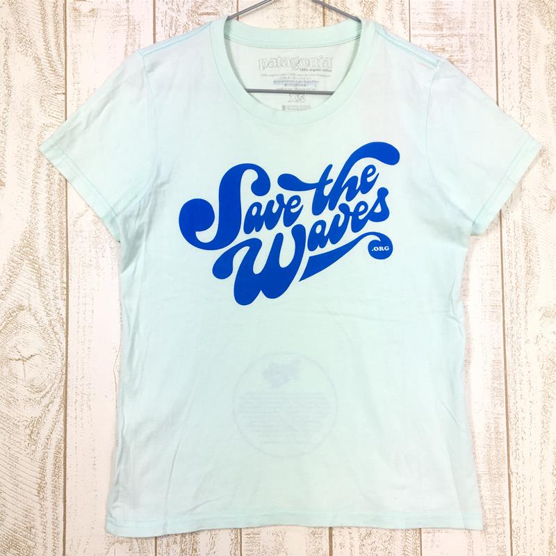 [Women's XS Blue] Patagonia Women's Savethewaves.Org Organic Cotton T-Shirt International Women's Cotton Short Sleeve T-Shirt Crew Neck Inner Shirt