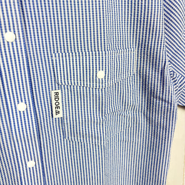 Women's Medium Blue Ridge Mountain Gear Basic Short Sleeve Shirt Stripe Blue x White z00055795 B