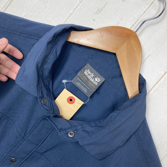 【Men's S ネイビー系】 Jackwolfskin ( ジャックウルフスキン ) QMC ライト シャツ QMC Light Shirt ナイロン ウェア トップス インナー シャツ ロングスリーブシャツ 化繊 z00060300  化繊 ロングスリーブシャツ