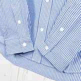 【Women's S ブルー系】 Ridge Mountain Gear ( リッジマウンテンギア ) ベーシック ロングスリーブ シャツ ストライプ Basic Long Sleeve Shirt Stripe Blue x White ポリエステル ウェア トップ - 【公式】2ndGEAR（セカンドギア）Webショップ【登山用品・アウトドア用品専門 買取販売店】