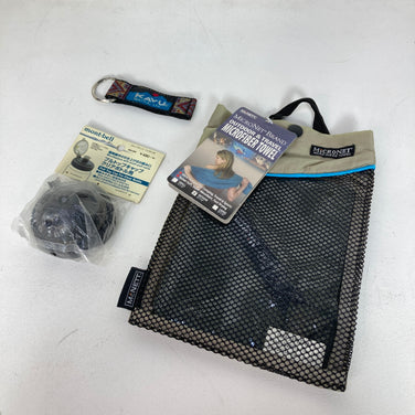 【OneSize オレンジ系】 Montbell ( モンベル ) ・カブー・マイクロネット クリアボトル・座布団・キーホルダー・トイレットペーパーホルダー・マイクロファイバータオル・プルトップキャップ 計6点セット バルク販売 卸売り ハイドレーションイクイップメ
