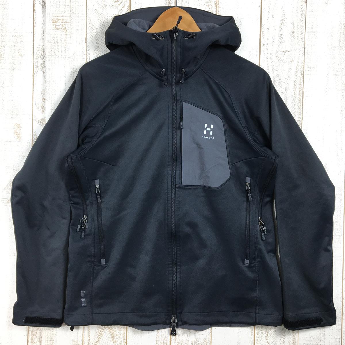 【女款 L 黑色】Haglofs Ulta Q Hood 软壳 Gore Windstopper 夹克连帽衣 国际女式软壳外套