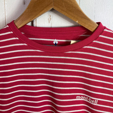 【Kid's 150 レッド系】 Montbell ( モンベル ) ウイックロン ボーダー ロングスリーブ T WIC Border Long Sleeve T ポリエステル ウェア トップス インナー シャツ ロングスリーブTシャツ クルーネック 化繊 z0005