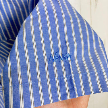 [Women's L Blue] Nanga Spring Stripe Shirt N2501-1J508B BLU z00058261 BLU Cotton Short-Sleeve Shirt Inner Shirt Tops Apparel