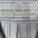 【Women's M グレー系】 Yamatomichi ( 山と道 ) メリノ ショートスリーブ シャツ Merino Short Sleeve Shirt グレー / ブルーストライプ メリノウール ウェア トップス インナー シャツ ショートスリーブシャツ ウー-5