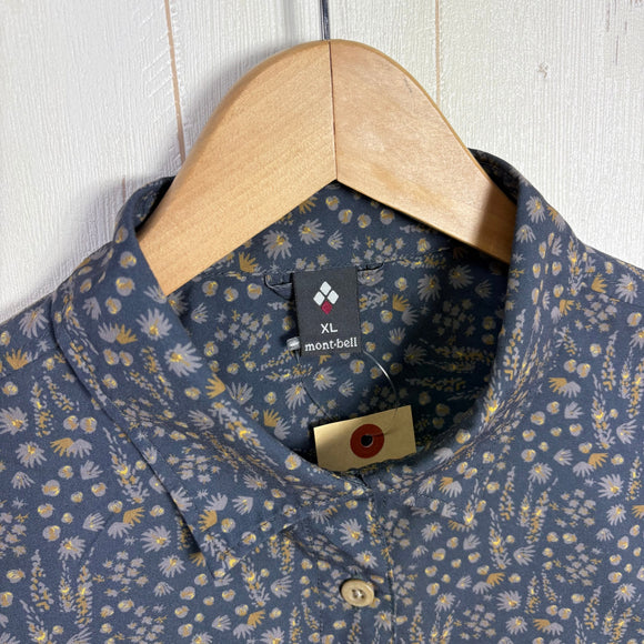 【Women's XL ネイビー系】 Montbell ( モンベル ) WIC. ライト プリント ロングスリーブ シャツ WIC. Light Print Long Sleeve Shirt 吸汗速乾 UVカット 胸ポケット ポリエステル ウェア トップス インナー