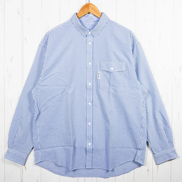 【Men's S ブルー系】 Ridge Mountain Gear ( リッジマウンテンギア ) ベーシック ロングスリーブ シャツ ストライプ Basic Long Sleeve Shirt Stripe Blue x White ポリエステル ウェア トップ - 【公式】2ndGEAR（セカンドギア）Webショップ【登山用品・アウトドア用品専門 買取販売店】