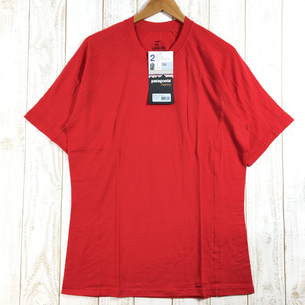 【Men's L レッド系】 Patagonia ( パタゴニア ) メリノ 2 ライトウェイト Tシャツ Merino 2 Lw Lightweight T-Shirt メリノウール ベースレイヤー デッドストック 入手困難 36710 Internationa