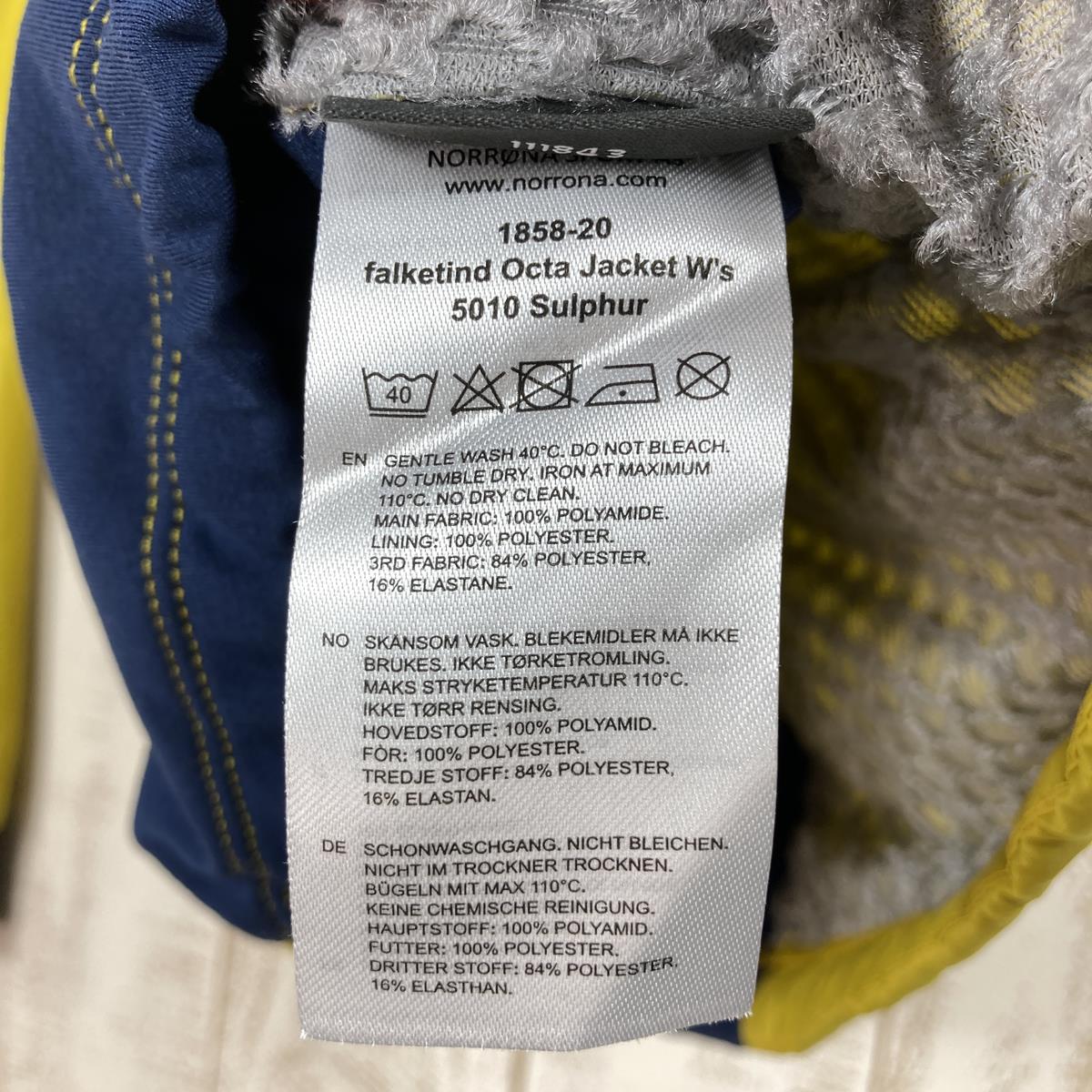 【女款S黄色】Norrona Falketind Octa Jacket 女式 Falketind Octa Jacket Ws Active Insulation 1858-20 国际女式合成绝缘