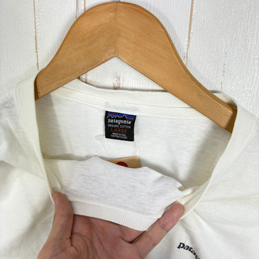 【Men's L ホワイト系】 1996 Patagonia ( パタゴニア ) ザ・フィッツロイ スカイライン ティー The Fitzroy Skyline Tee 生産終了モデル 入手困難 オーガニックコットン 黒タグ オーガニックコットン ウェア トップス
