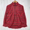 【Women's M レッド系】 Taras Boulba ( タラスブルバ ) ロングスリーブ チェック シャツ Long Sleeve Check Shirt 生産終了モデル 入手困難 ウール混 日本製 アシックス期 ポリエステル ウェア トップス インナー シャ-1