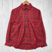 【Women's M レッド系】 Taras Boulba ( タラスブルバ ) ロングスリーブ チェック シャツ Long Sleeve Check Shirt 生産終了モデル 入手困難 ウール混 日本製 アシックス期 ポリエステル ウェア トップス インナー シャ