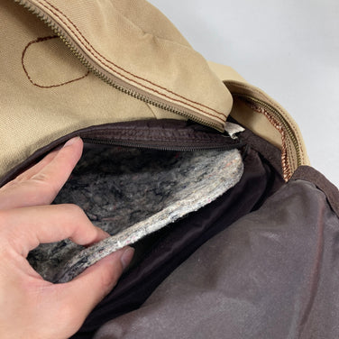 【Unisex OneSize ベージュ系】 2000s Kiva Designs ( キバデザイン ) コットンキャンバス × バイソンレザー デイパック Cotton Canvas Bison Leather Daypack 生産終了モデル 入手困難 バッグ ストレージ バッ