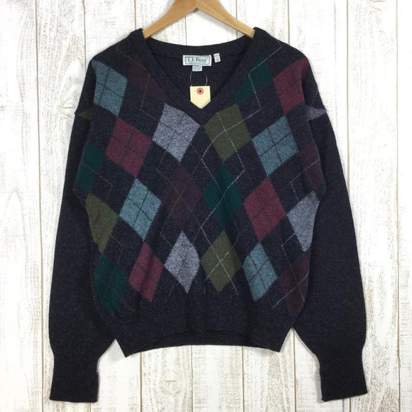【Men's S チャコール系】Llbean ( エルエルビーン ) アーガイル Vネック ラムウール ニット セーター アイルランド製 ビンテージ 入手困難 International Men's ウール ロングスリーブTシャツ クルーネック インナー シャツ トップス ウェア - 【公式】2ndGEAR（セカンドギア）Webショップ【登山用品・アウトドア用品専門 買取販売店】