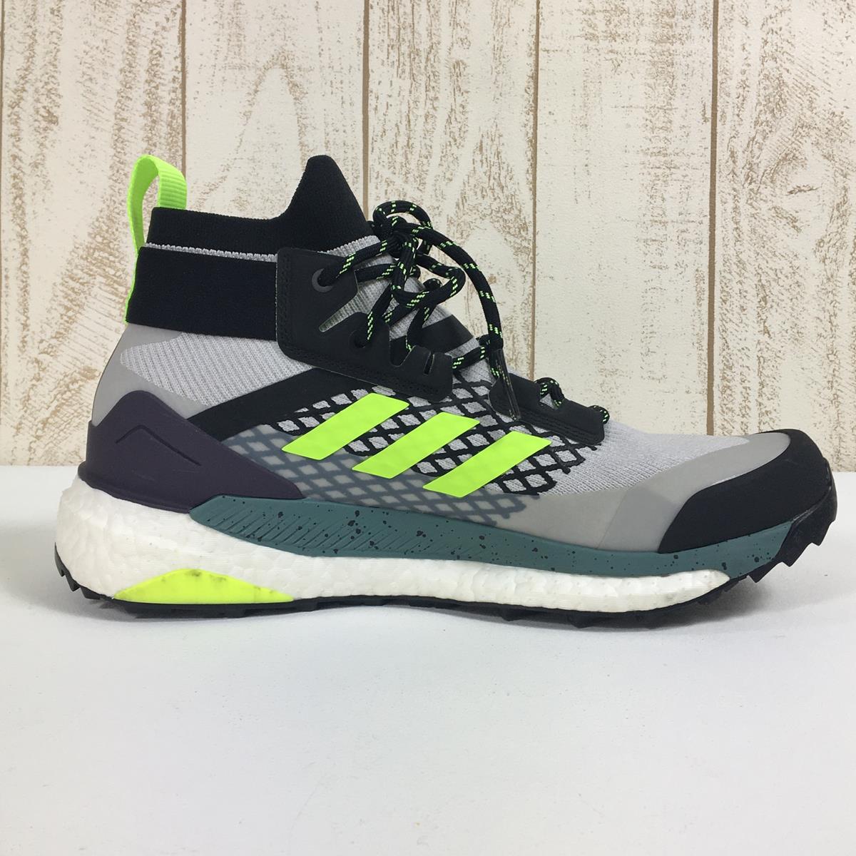 【男式 26.0 厘米灰色】Adidas Terrex Free Hiker 徒步鞋 FW8685 男式灰色/核心黑色/信号绿色登山鞋鞋类