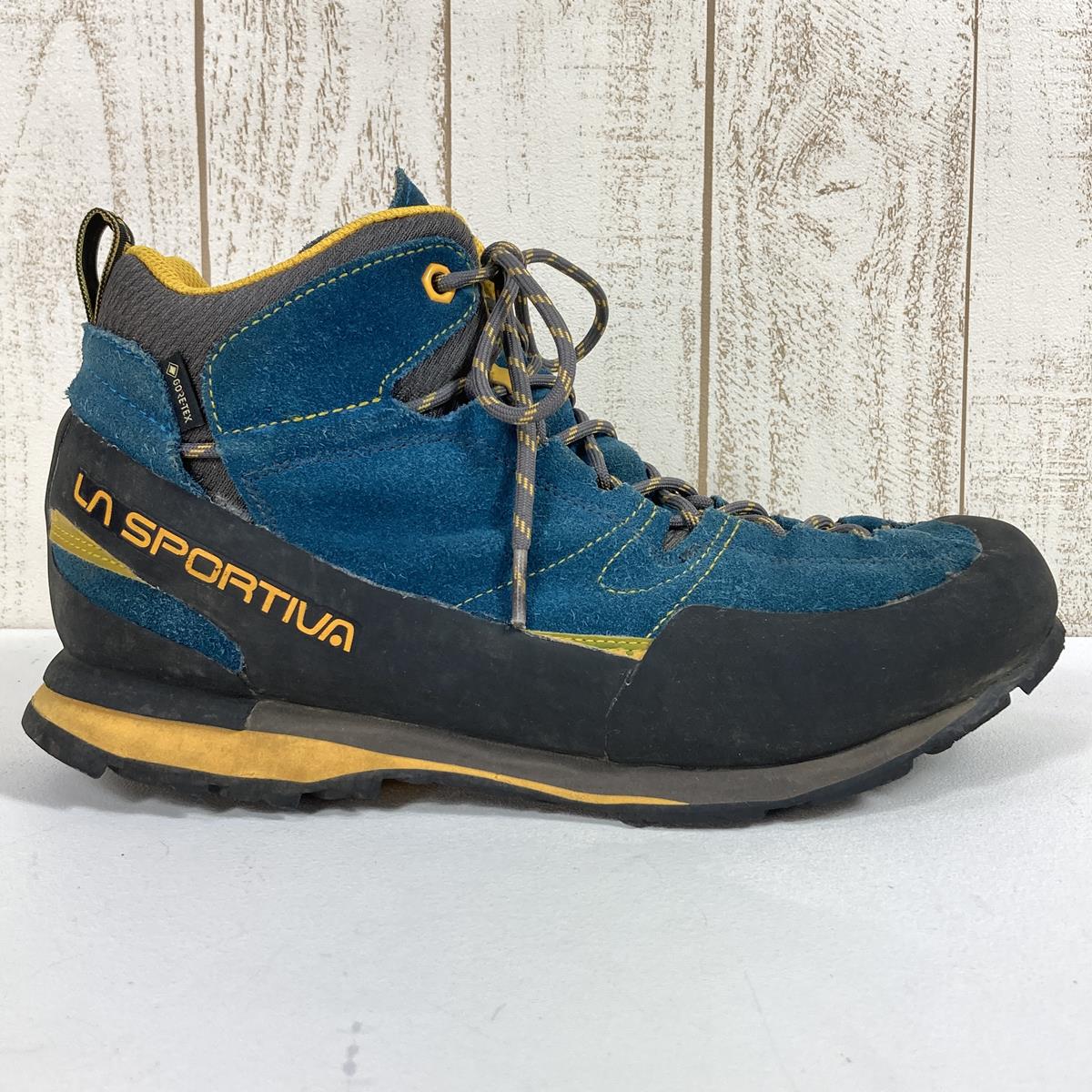 【男式 27.9 厘米蓝色】La Sportiva Boulder X Mid Gtx Boulder X Mid Gtx Middle Cut Shoes Approach Shoes Gore-Tex 防水透气 17E 男式 BY 蓝色/Ye