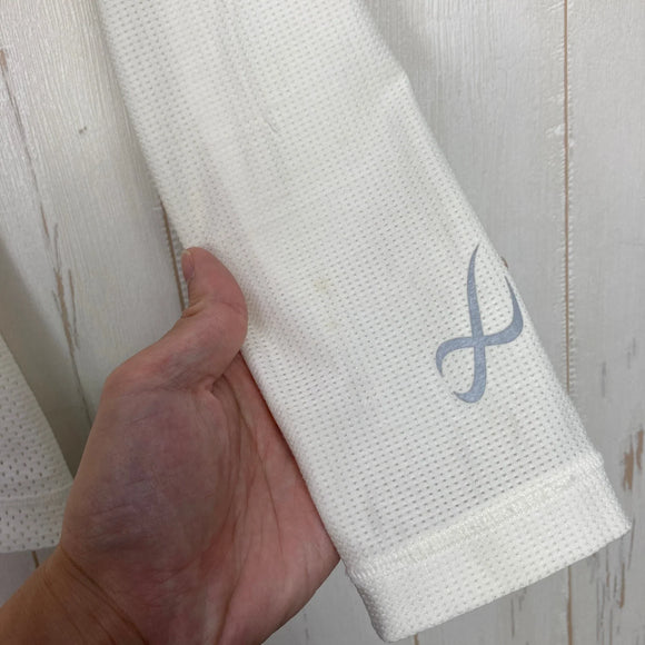 【Women's M アイボリー系】 Cw-X ( シーダブリューエックス ) 柔流トップ メッシュ JYURYU TOP Mesh IV / Ivory 肩甲骨サポート 吸汗速乾 UVカット 抗菌防臭 ポリエステル ウェア トップス インナー シャツ ロングスリーブTシ