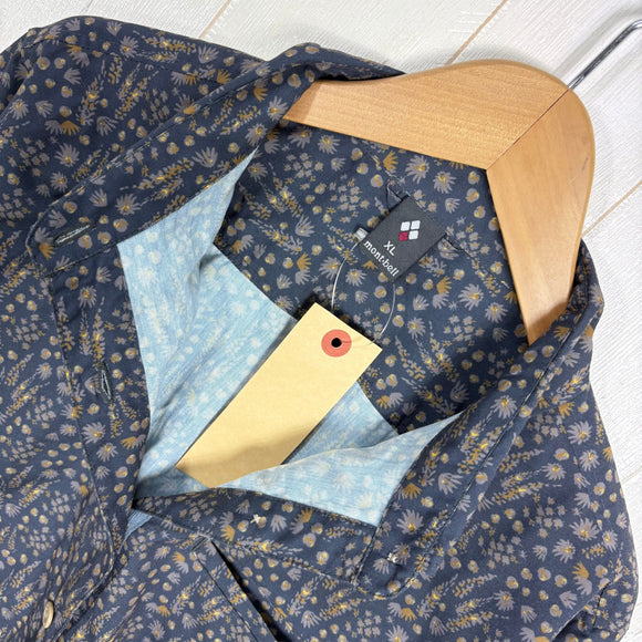 【Women's XL ネイビー系】 Montbell ( モンベル ) WIC. ライト プリント ロングスリーブ シャツ WIC. Light Print Long Sleeve Shirt 吸汗速乾 UVカット 胸ポケット ポリエステル ウェア トップス インナー