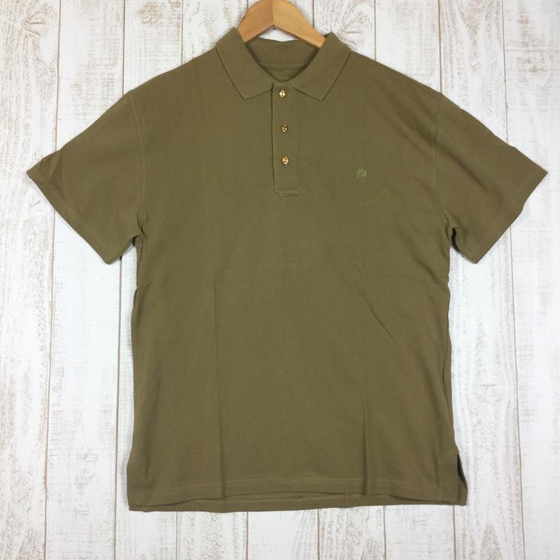 [Men's S Brown] Mountain Khaki Bison Polo Shirts Discontinued Model International Men's Mushroom Cotton Short Sleeve Shirt Inner Shirt