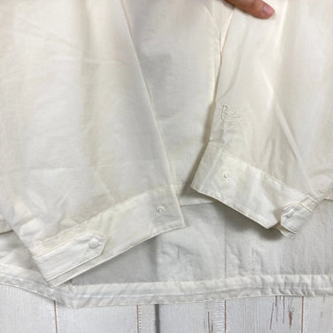 男女通用 2 象牙色 Rawlow Mountain Works Drizzler 连帽衫，米色尼龙，防风夹克，外套，z00053675，Ec