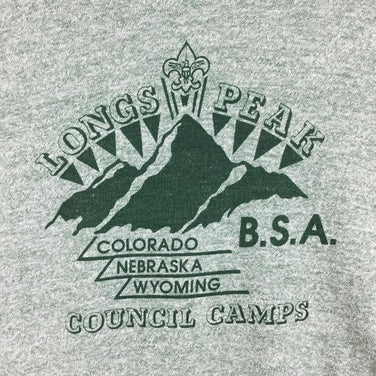 【Men's XL グリーン系】 80S Longs Peak ラグラン ヘザー Tシャツ 希少なアウトドアTシャツ ビンテージ International Men's 化繊 ショートスリーブTシャツ クルーネック インナー シャツ トップス ウェア - 【公式】2ndGEAR（セカンドギア）Webショップ【登山用品・アウトドア用品専門 買取販売店】