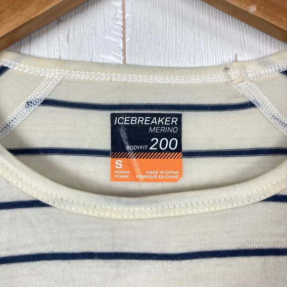 【Women's S アイボリー系】 Icebreaker ( アイスブレーカー ) 200オアシスロングスリーブクルーストライプ 200 OASIS LS CREWE STRIPE メリノウール ウェア トップス インナー シャツ ロングスリーブTシャツ クルーネック