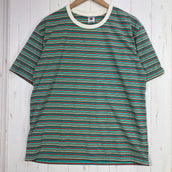 【Men's L グリーン系】 Bring ( ブリング ) ドライコットニー マルチボーダー ティーシャツ DRYCOTTONY MULTI BORDER T-SHIRT ポリエステル ウェア トップス インナー シャツ ショートスリーブTシャツ クルーネック 化