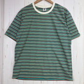 【Men's L グリーン系】 Bring ( ブリング ) ドライコットニー マルチボーダー ティーシャツ DRYCOTTONY MULTI BORDER T-SHIRT ポリエステル ウェア トップス インナー シャツ ショートスリーブTシャツ クルーネック 化