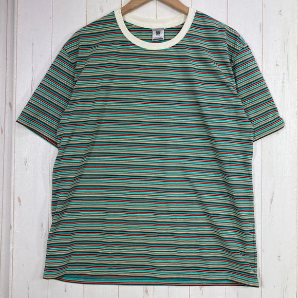 【Men's L グリーン系】 Bring ( ブリング ) ドライコットニー マルチボーダー ティーシャツ DRYCOTTONY MULTI BORDER T-SHIRT ポリエステル ウェア トップス インナー シャツ ショートスリーブTシャツ クルーネック 化