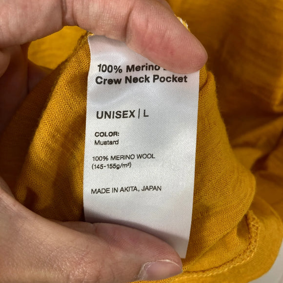 【Unisex L オレンジ系】 Yamatomichi ( 山と道 ) メリノ ライト クルー ネック ポケット Merino Light Crew Neck Pocket Mustard メリノウール ウェア トップス インナー シャツ ショートスリーブシャツ ウ