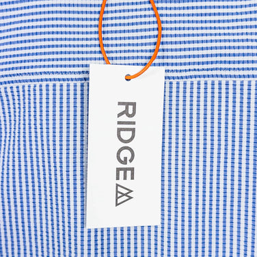 女式中号 Blue Ridge Mountain Gear 基本款短袖衬衫条纹蓝/白涤纶上衣