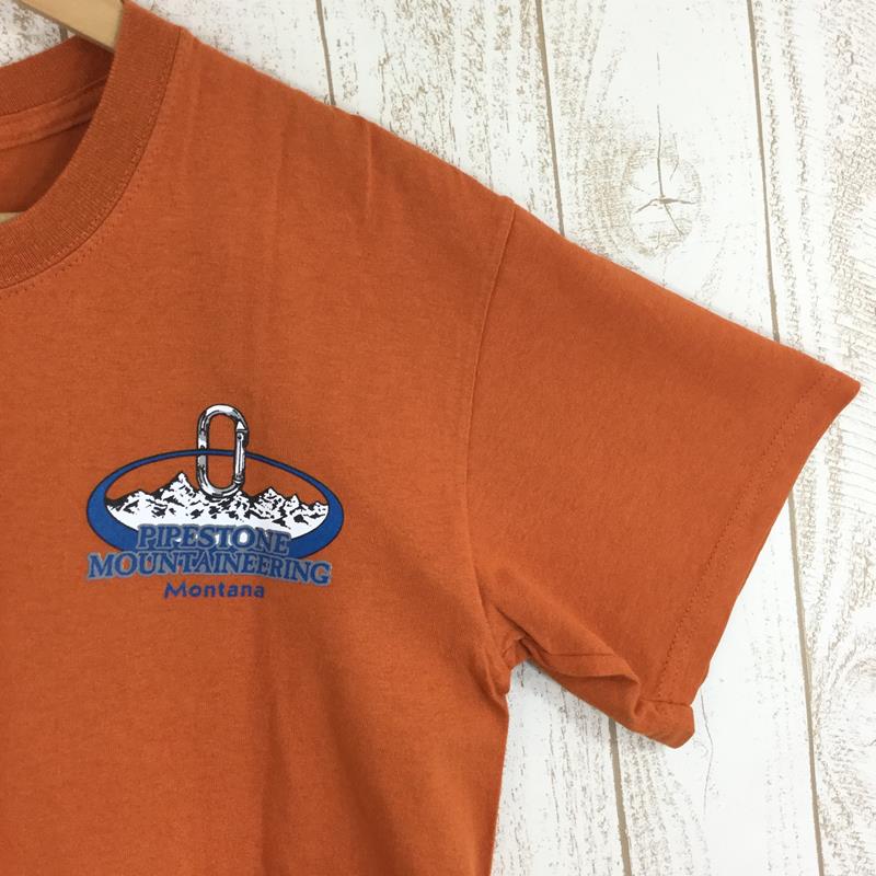 【Men's M オレンジ系】 パイプストーンマウンテニアリング Pipestone Mountaineering カラビナ Tシャツ 希少なアウトドアTシャツ International Men's  化繊 ショートスリーブTシャツ クルーネック インナー シャツ