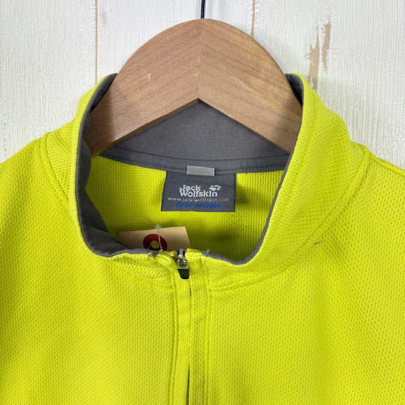 【Men's M イエロー系】 Jackwolfskin ( ジャックウルフスキン ) ファストモーション ハーフジップメッシュシャツ ポリエステル ウェア トップス インナー シャツ ショートスリーブシャツ 化繊 z00054699  化繊 ショートスリーブシャツ