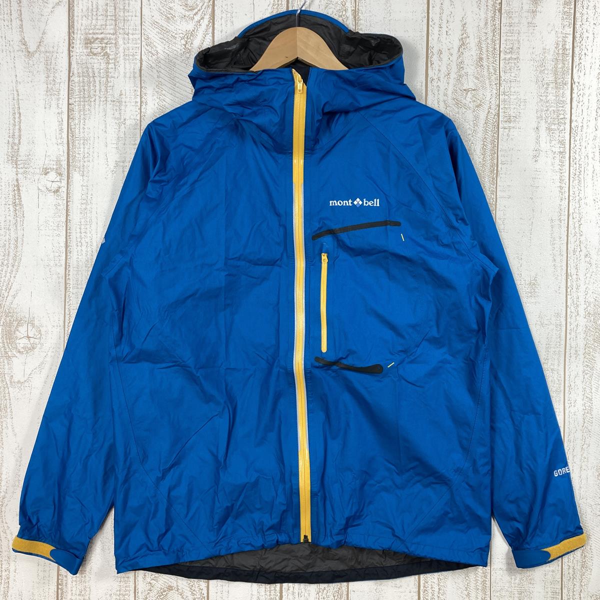 【男款S蓝】Montbell Torrent Flyer Jacket Gore-Tex Pack Light Rain Shell连帽衫1128277亚洲男式CNBL青蓝色Rain Shell外衣夹克上衣