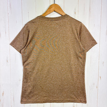 【Women's M ブラウン系】 Marmot ( マーモット ) ウィメンズ フラワー ロゴ ハーフスリーブ クルー W's Flower Logo H/S Crew フラワーロゴプリント ポリエステル ウェア トップス インナー シャツ ショートスリーブTシャツ - 0