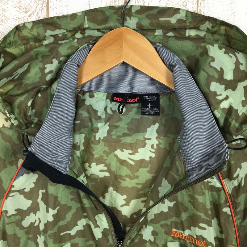 [男款 L 绿] Marmot 紧凑型 Windshell 连帽衣迷彩图案尼龙夹克 MJJ-7105 男士 Windshell 外套上衣