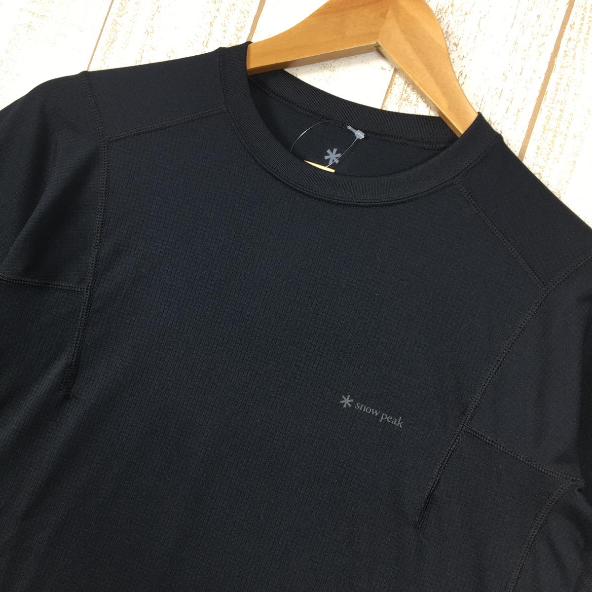 【男款S黑】Snowpeak Pe Power Dry S/S Tee T恤Polartec Power Dry男士合成纤维短袖T恤圆领内搭衬衫上衣