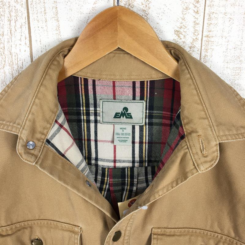 [Men's S Brown] Ems Eastern Mountain Sports Flannel Lined Canvas Shirt Jacket International Men's Cotton Outer Jacket Tops Wear