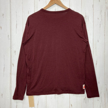 【Unisex M レッド系】 HERENESS（ヒアネス） スムース ウール ティーシャツ ロング スリーブ Smooth Wool T-Shirt Long Sleeve Deep Red メリノウール100% ウール ウェア トップス インナー シャツ ロング - 0