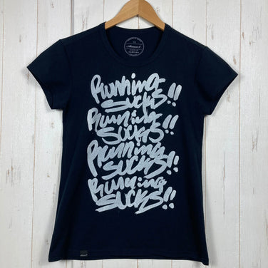 Women's Small Black Answer4 Running Sucks! 01 T-shirt, Polyester, Short Sleeve Crew Neck, Synthetic Fabric, Top, Undershirt, z00