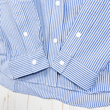 女式小号 Blue Ridge Mountain Gear 基本款长袖衬衫，条纹，蓝色/白色，涤纶，上衣