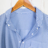 男式中号 Blue Ridge Mountain Gear 基本款长袖衬衫，条纹，蓝/白，涤纶，上衣