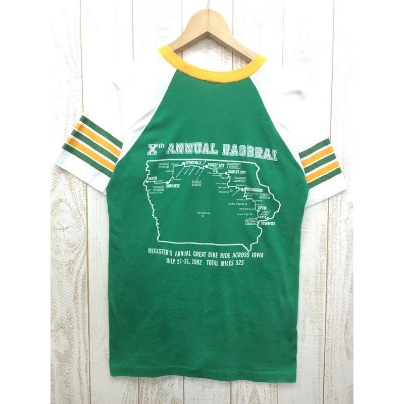 [Men's M Green] Iowa Ragbrai 10th Anniversary V-neck T-shirt Discontinued model Vintage Men's Synthetic Short Sleeve T-shirt Crew neck Inner shirt Tops Wear