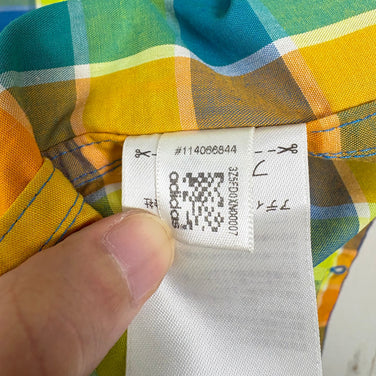 【Men's L ブルー系】 Adidas ( アディダス ) ハイキング シャツ Hiking Shirt Shock Blue S16 UPF25+｜チェック ポリエステル ウェア トップス インナー シャツ ショートスリーブシャツ 化繊 z00060665