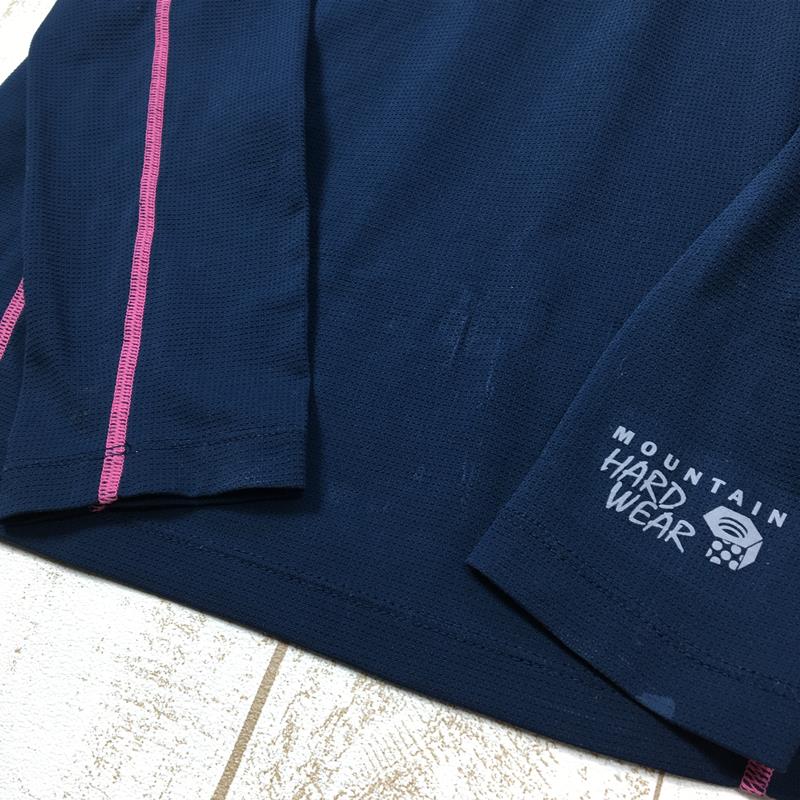 [女式 M 海军蓝] Mountain Hardwear 速干长袖拉链领衬衫 OR0872 女式合成纤维长袖衬衫内衬衬衫上衣