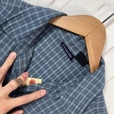 【男士 S 蓝色系】1990年代 Patagonia ( 巴塔哥尼亚 ) Puckerwear Shirt 停产型号 稀有 衣服 上衣 内搭 短袖衬衫 合成纤维 z00053387 合成纤维 衬