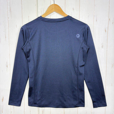 [Women's M Navy] Marmot Mt Base Layer LS Crew Neck Polyester Wear Tops Inner Shirt Long-sleeve T-shirt Crew Neck