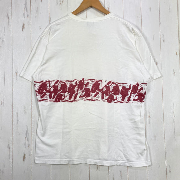 【Men's L ホワイト系】 1990s Patagonia ( パタゴニア ) カヤック プリント オーガニックコットン Tシャツ Kayak Print Organic Cotton T-Shirt 生産終了モデル 入手困難 黒タグ オーガニックコットン ウェ